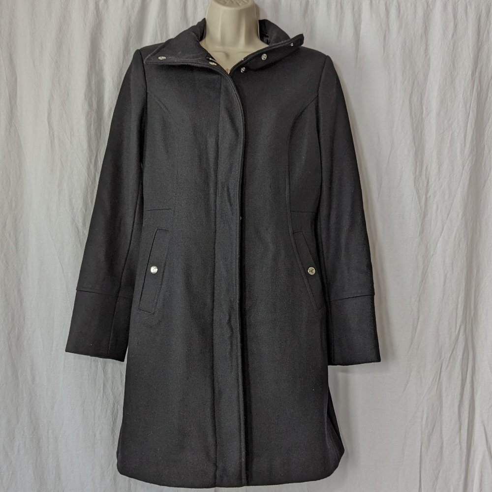 Guess Black Coat with Silver Buttons Zippers Size Small